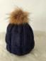 Preview: Strickmütze Pudelmütze mit Bommel blau 1